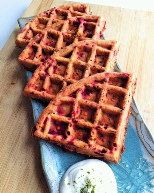 Roasted Beet and Goat Cheese Waffles